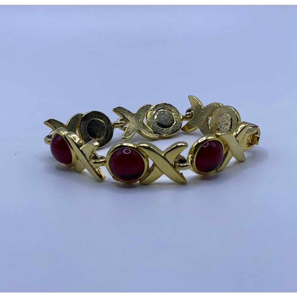 Vintage Korean Gold and Ruby Tennis Bracelet‎ - Luxe Glam